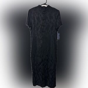 Vintage Chic Black Floral Women's Dress